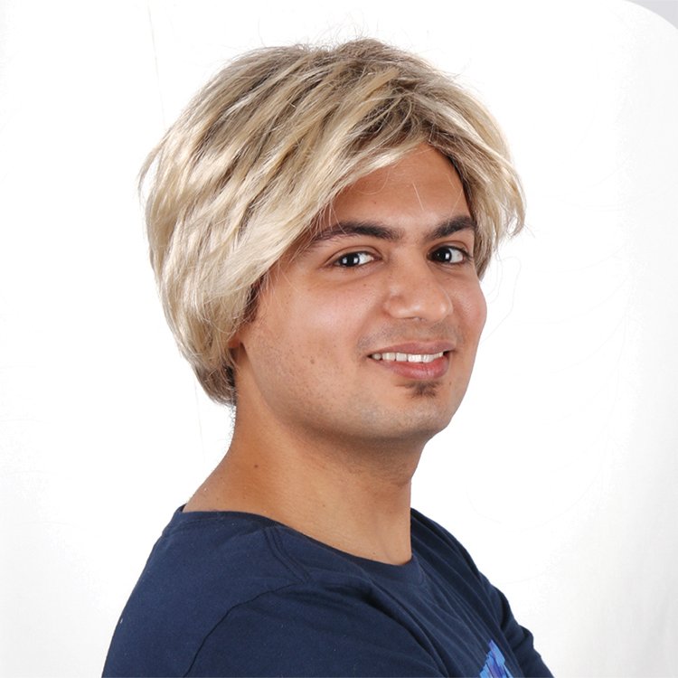 Factory wholesale handsome curl hair fashion blonde human male wigs