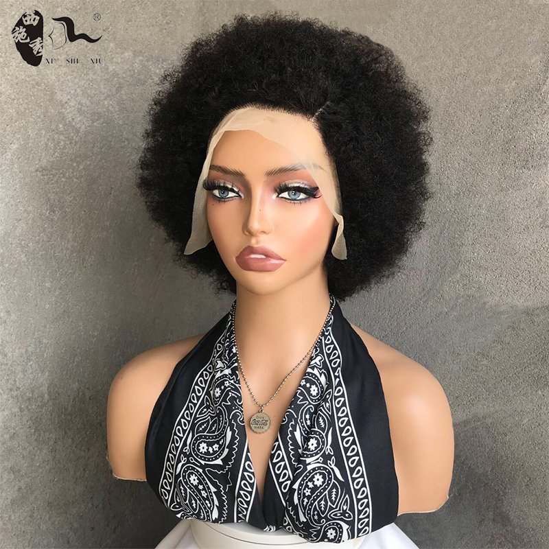 Cheap High Puff Afro Kinky Curly Wig Full Frontal 13x4 Short Bob Lace Front Wig Glueless Short Pixie Cut Human Hair Wigs