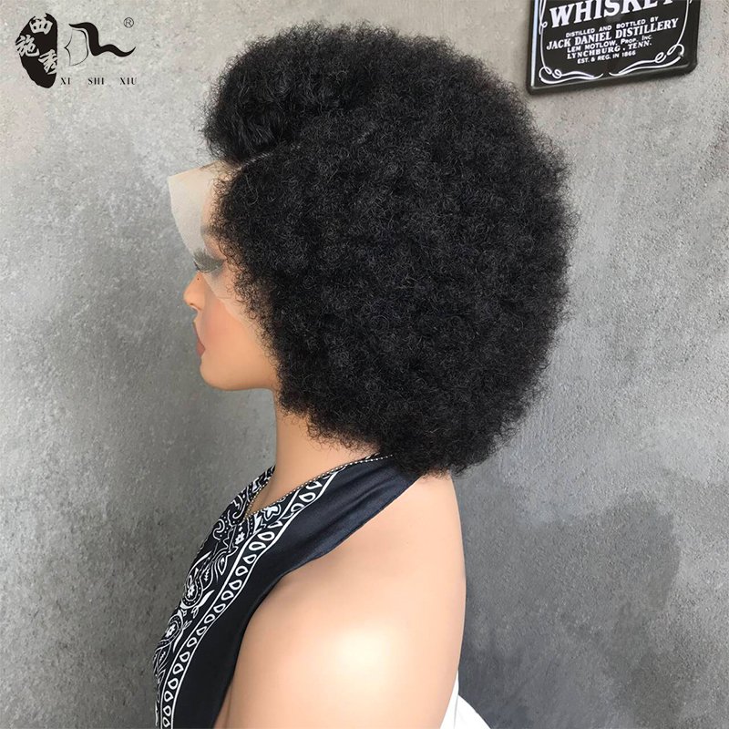 Cheap High Puff Afro Kinky Curly Wig Full Frontal 13x4 Short Bob Lace Front Wig Glueless Short Pixie Cut Human Hair Wigs