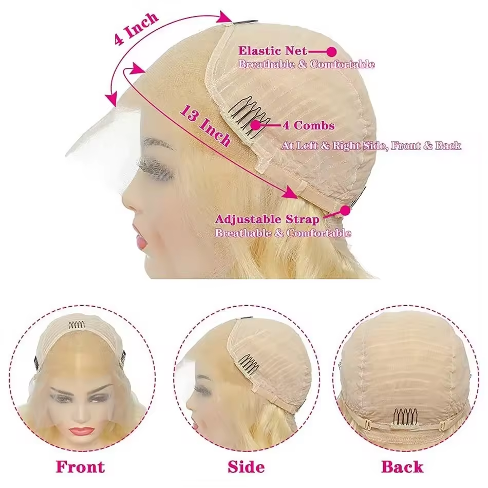 613 Blonde Lace Front Wigs Human Hair 180% Density Virgin Brazilian Hair Glueless Lace Wigs Pre Plucked Natural Hairline