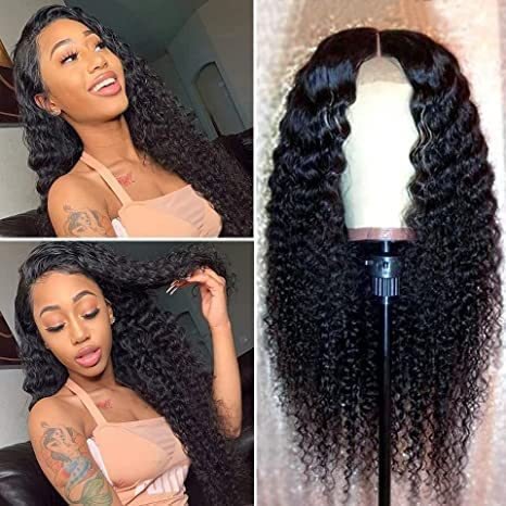 Kinky Curly Full Lace Human Hair Wigs For Black Women Deep Wave Peruvian Hair 13*6 HD Lace Front Wig Vendor