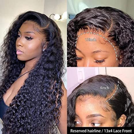 Kinky Curly Full Lace Human Hair Wigs For Black Women Deep Wave Peruvian Hair 13*6 HD Lace Front Wig Vendor