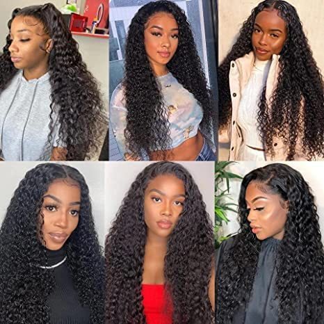 Kinky Curly Full Lace Human Hair Wigs For Black Women Deep Wave Peruvian Hair 13*6 HD Lace Front Wig Vendor