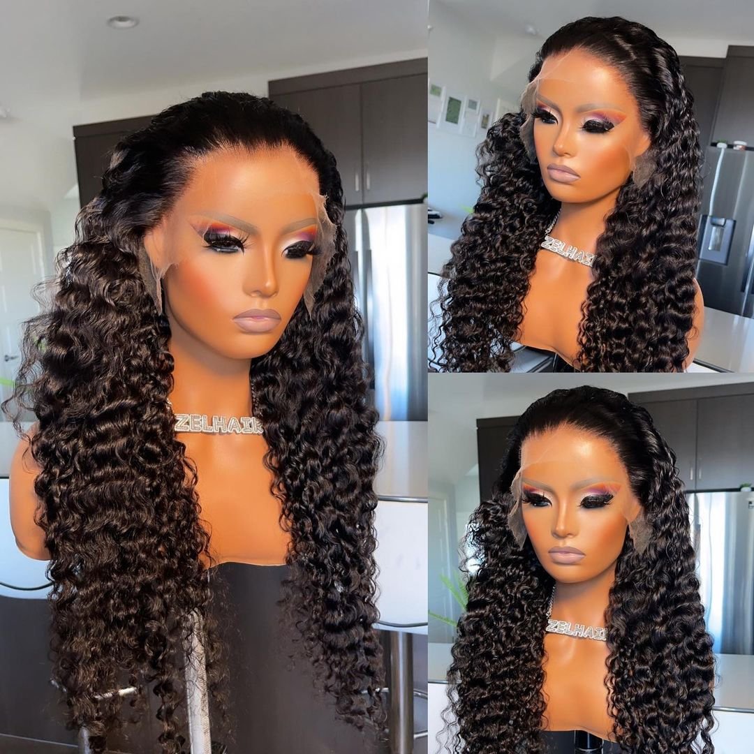Wholesale 100% Brazilian Virgin Hair Water Wave HD Lace Frontal Wig Peruvian Water Wave Wig Deep Curly Wave Human Hair Wig