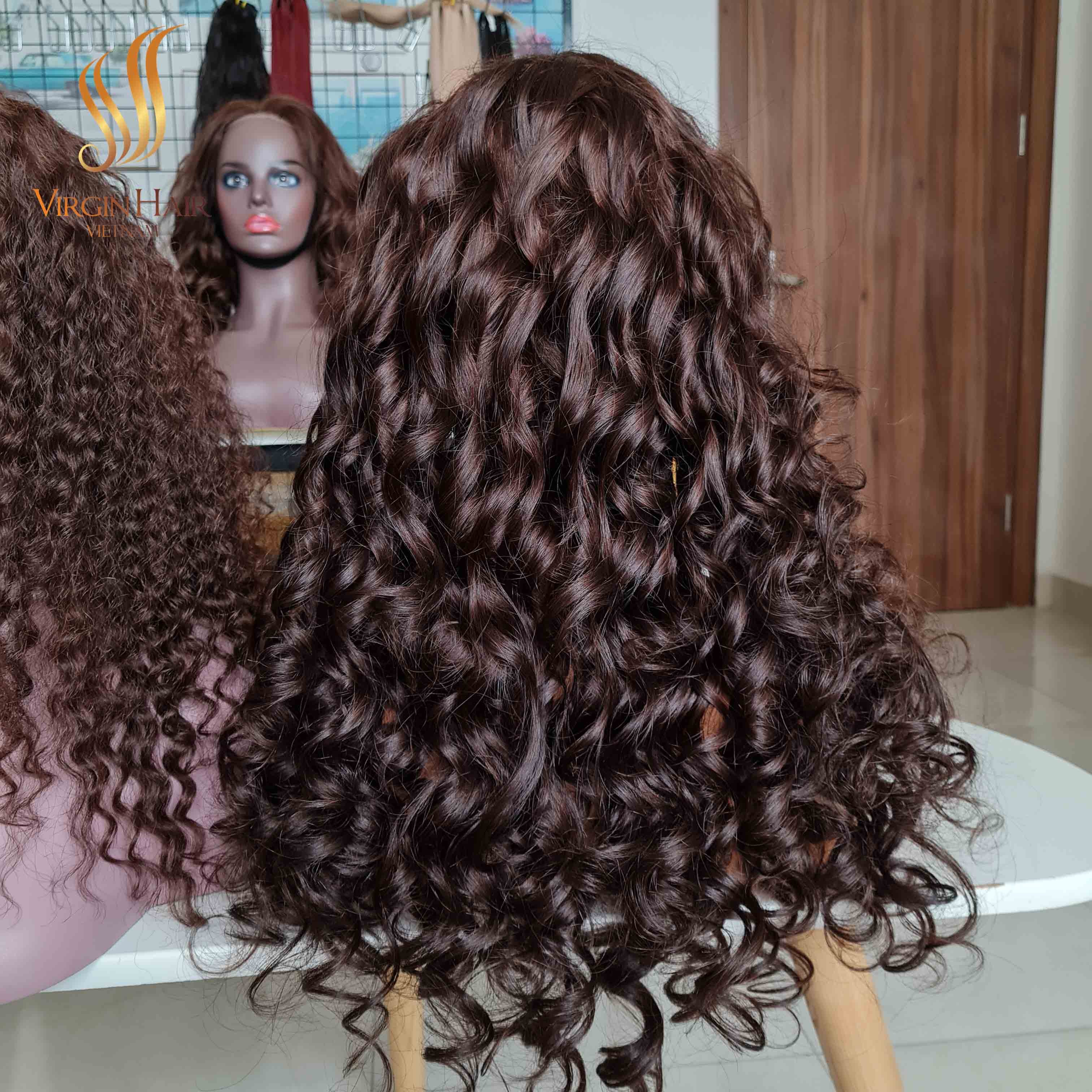 [ Cheap Human Hair Wigs ] Double Drawn Bouncy Curls Human Hair Extension From Virgin hair Vietnam