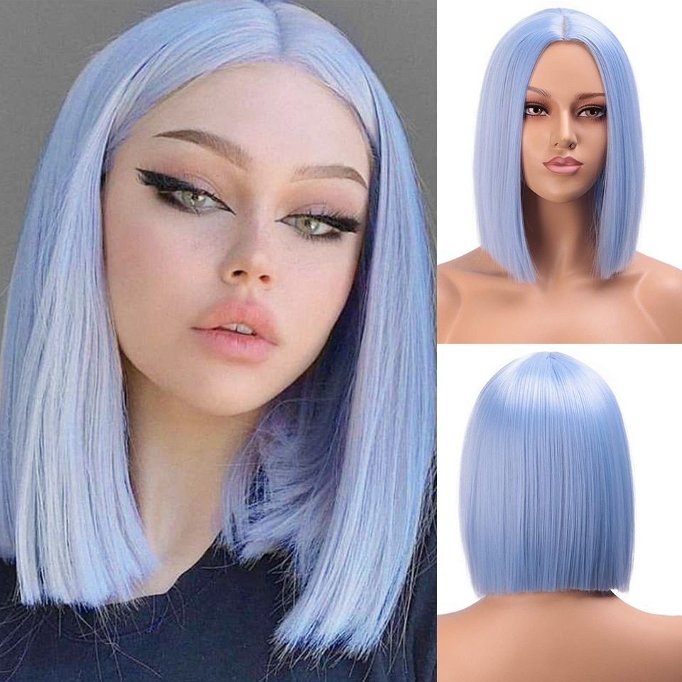 US Factory Hair Vendor Virgin Raw Light Blue Color Lace Front Human Hair Wigs For Black Women Glueless Cuticle Aligned Hair