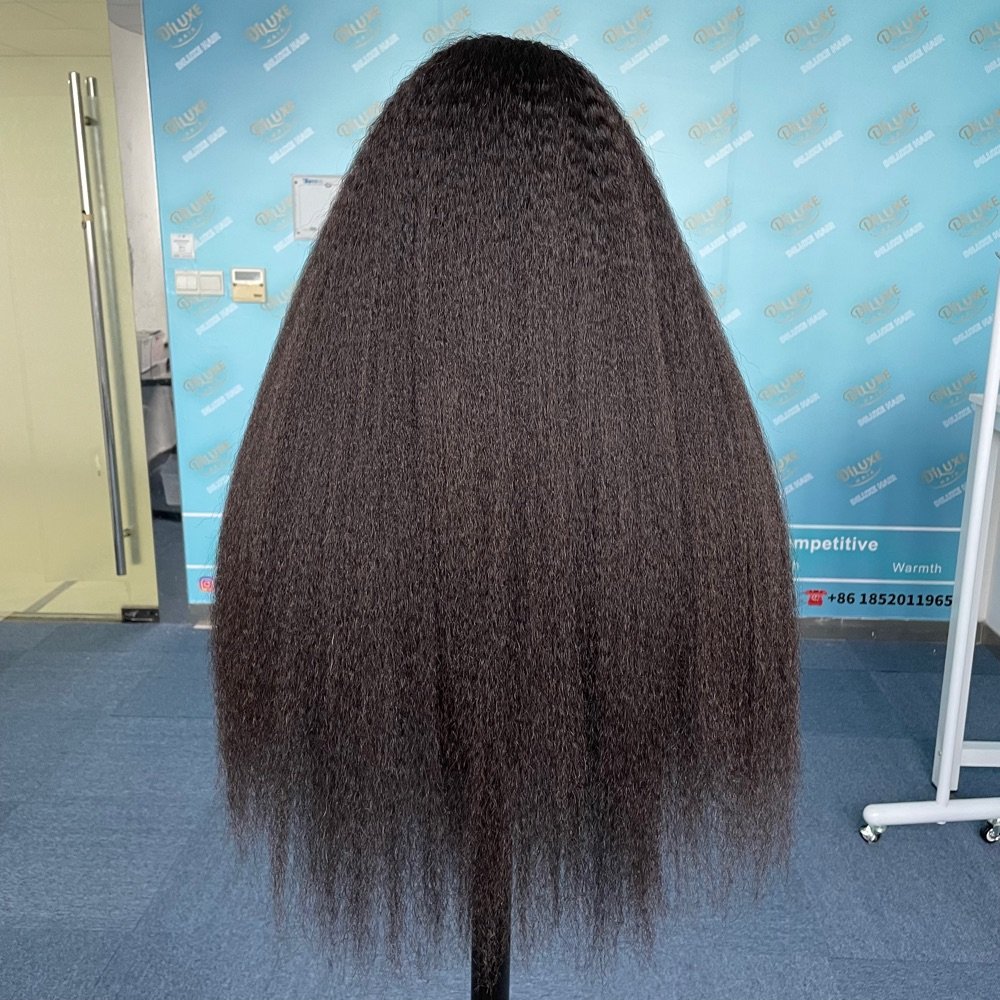 DiLuxe hair Top Virgin Human Hair Cuticle Aligned Double Wefts Machine U-Part Wigs Kinky Yaki Straight Texture Factory Outlet