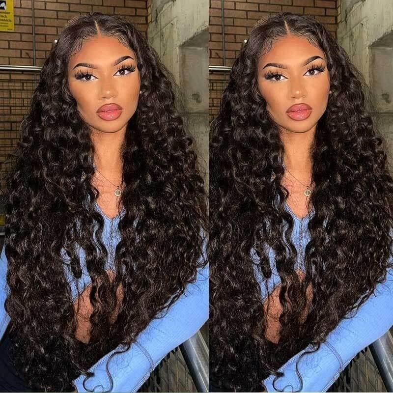 250% Density HD Transparent Deep Wave Lace Frontal Wig 30 Inch Brazilian Deep Curly Lace Front Human Hair Wigs For black Women