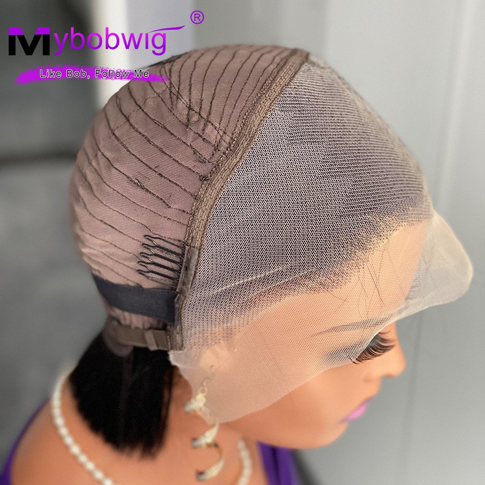 Wholesale 8 Inch Bob Wigs Closure High Quality Straight Brazilian Hair HD Lace Toupee Base Short High Quality Human Hair Wig