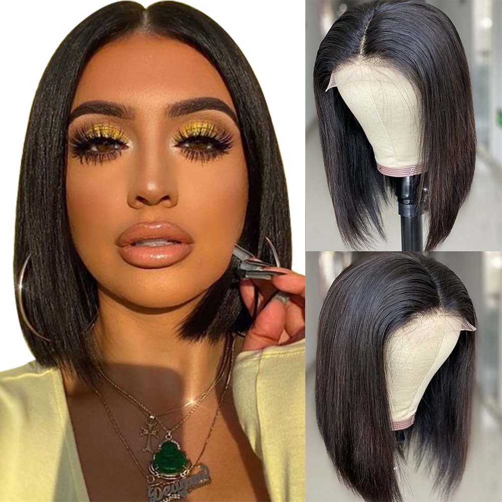 Wholesale Cheap Brazilian Hair Bob Wigs 8 12 Inch Natural Human Hair Wigs Glueless 13X4 13X6 Full HD Lace Wigs For Black Women