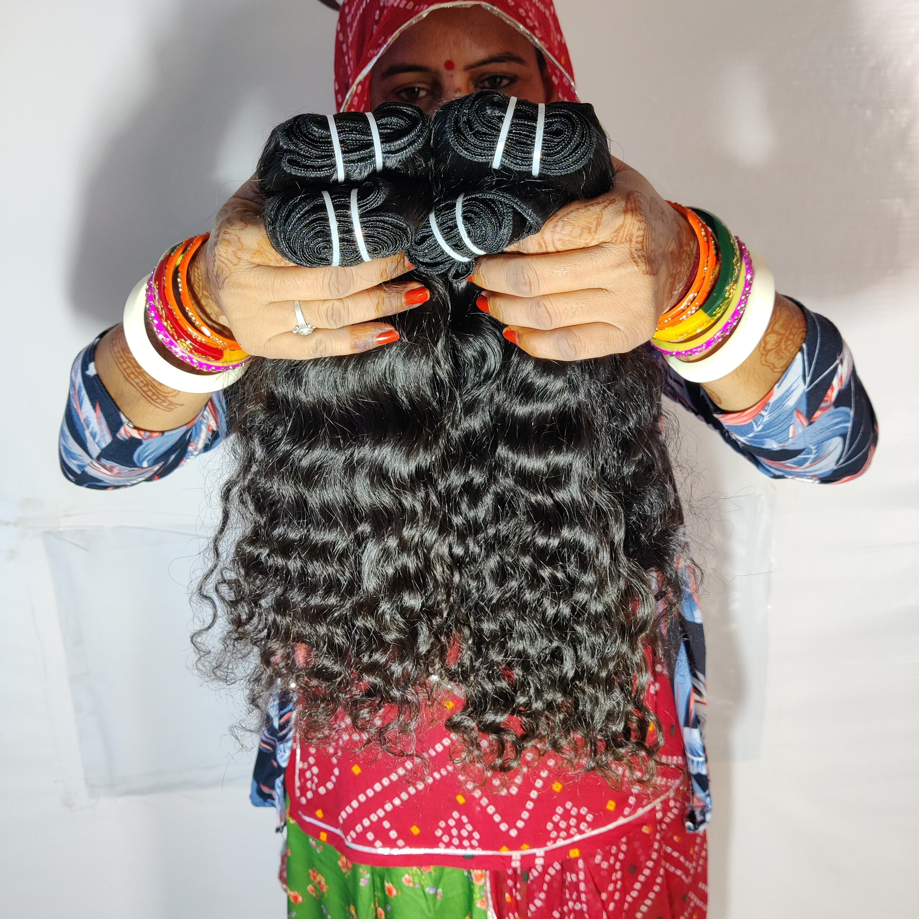 Wholesale Indian 100% Raw natural virgin human price human curly machine double weft unprocessed Indian temple human hair