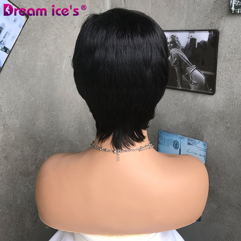 Wholesale Short Human Hair Wigs, Pixie Cut Wigs for Black Womens, Machine Made Natural Color Cheap Glueless Wigs Human Hair