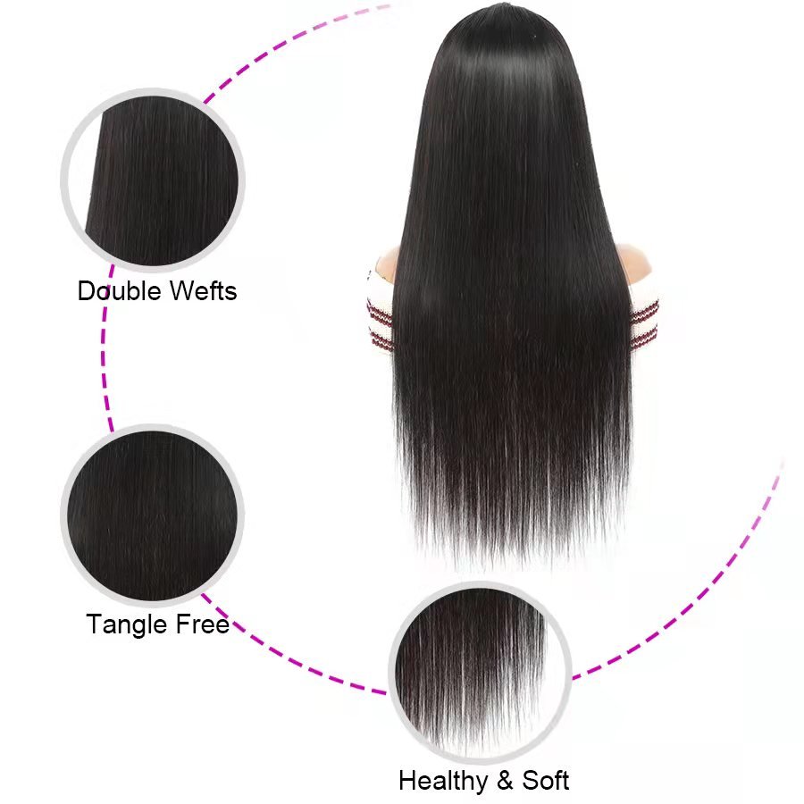 Bone Straight Natural Color Human Hair Wig With Bangs For Women Brazilian Remy Hair Glueless Full Machine Made Wig With Bangs