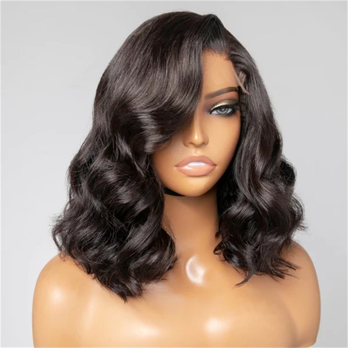 wholesale Best Selling Natural Black Wavy Wig Pre-Plucked transparent Wholesale Brazilian Human Hair For Women