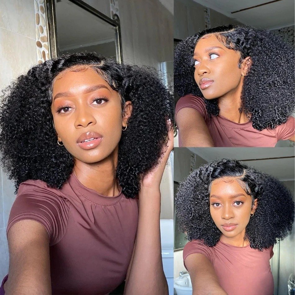 Kinky Curly Raw Brazilian Human Hair Short Bob Wigs Human Hair Hd Lace Front Wigs Glueless Pixie Human Hair Wigs For Black Women