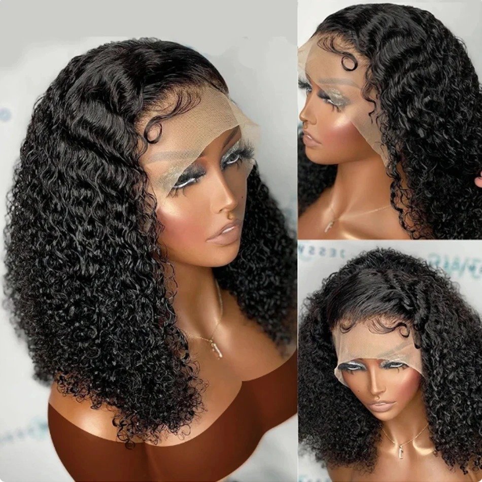 Kinky Curly Raw Brazilian Human Hair Short Bob Wigs Human Hair Hd Lace Front Wigs Glueless Pixie Human Hair Wigs For Black Women