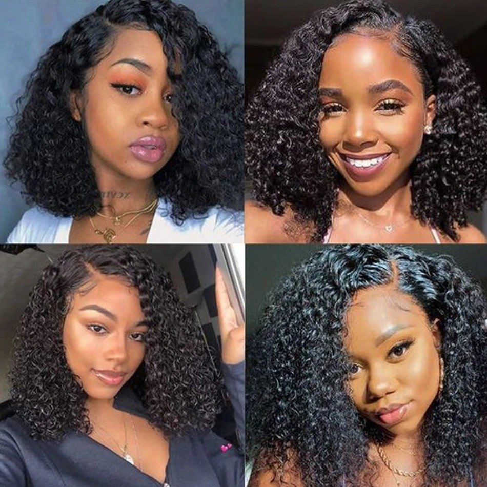 Kinky Curly Raw Brazilian Human Hair Short Bob Wigs Human Hair Hd Lace Front Wigs Glueless Pixie Human Hair Wigs For Black Women