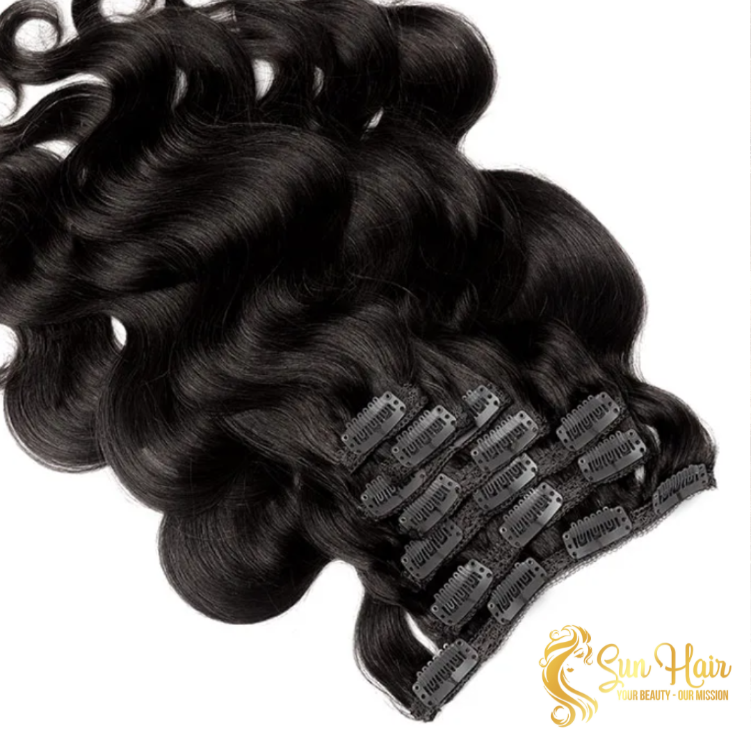 Sun Hair Company Wholesale Double Drawn Body Wavy Clip In 100% Remy Vietnamese Hair Human Hair Extensions