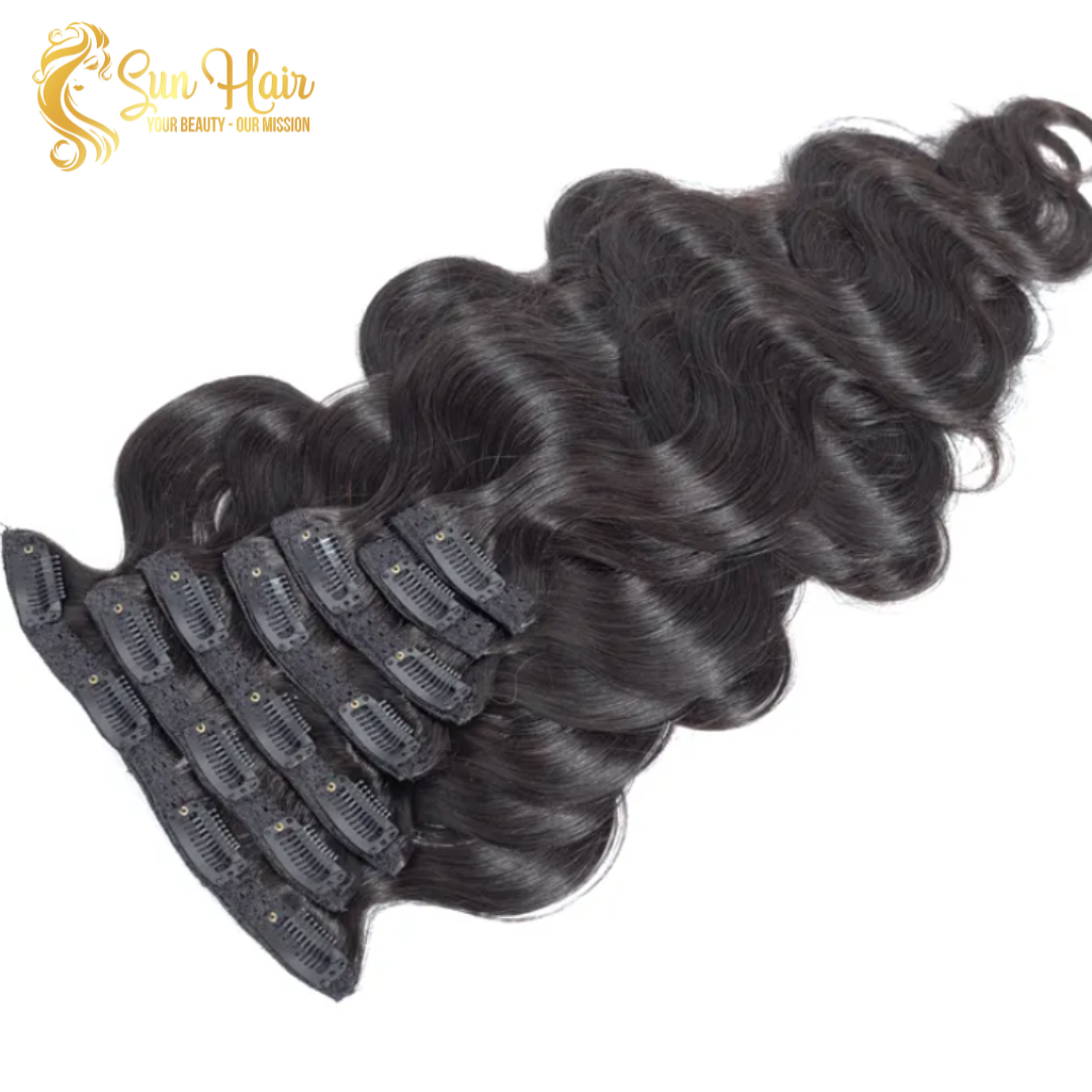 Sun Hair Company Wholesale Double Drawn Body Wavy Clip In 100% Remy Vietnamese Hair Human Hair Extensions