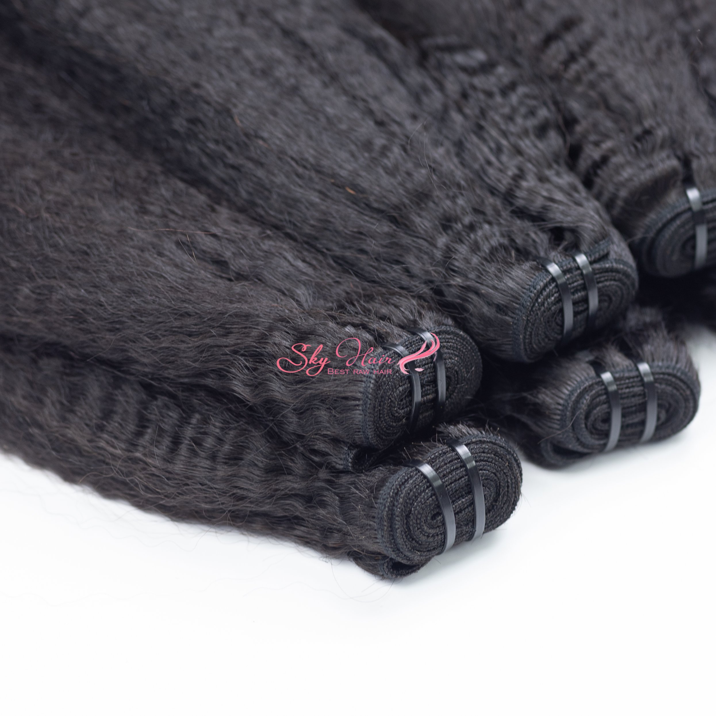 100% kinky raw human Wholesale Kinky Bundles Weft Raw Silky and Smooth Best Selling Raw Human Hair from Sky Hair