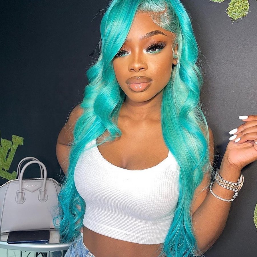 Rainbow red pink purple green blue yellow orange grey colored wigs human hair lace front already made human hair wigs