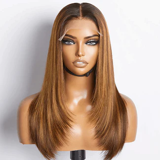 13X4 Frontal #P4-27 Hilight Silky Straight Indian Human Hair Wig For Black Women Factory Wholesale Cheap Wig