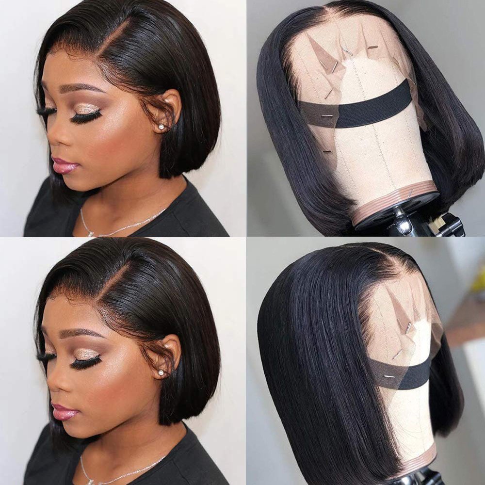 Short Straight Bob Human Hair Wigs for Black Women Human Hair 180 Density Glueless Human Hair Bob Frontal Wigs 4X4 13X4 2X6 3X1