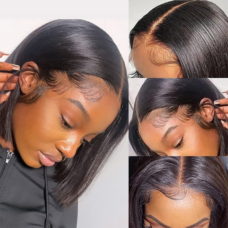 Short Straight Bob Human Hair Wigs for Black Women Human Hair 180 Density Glueless Human Hair Bob Frontal Wigs 4X4 13X4 2X6 3X1