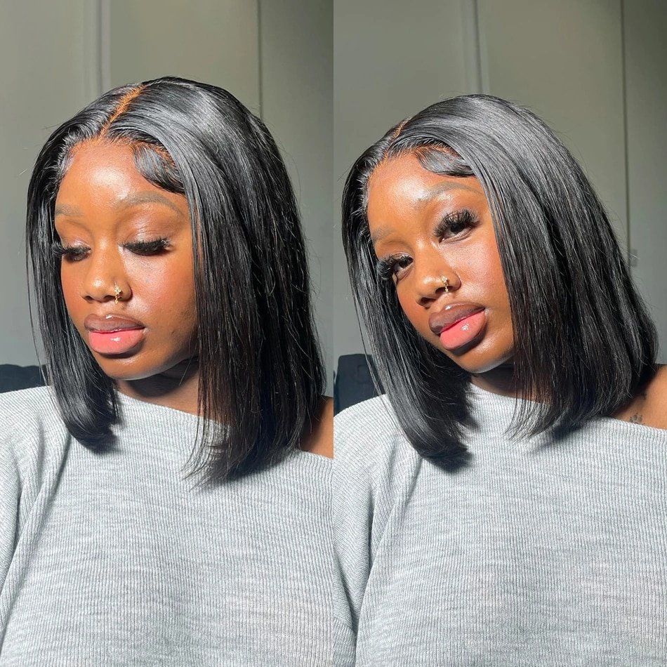 Short Straight Bob Human Hair Wigs for Black Women Human Hair 180 Density Glueless Human Hair Bob Frontal Wigs 4X4 13X4 2X6 3X1