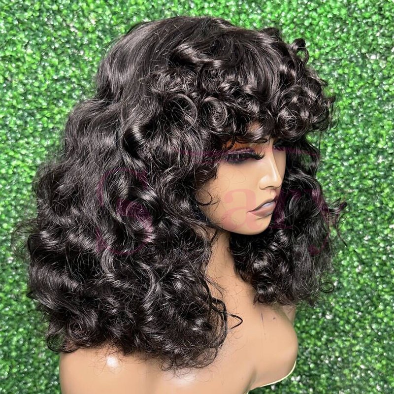 Wholesale SDD Super Double Drawn Machine Make Glueless Wigs Bouncy Curly Human Hair Wigs Raw Indian Hair Vendors for Black Women