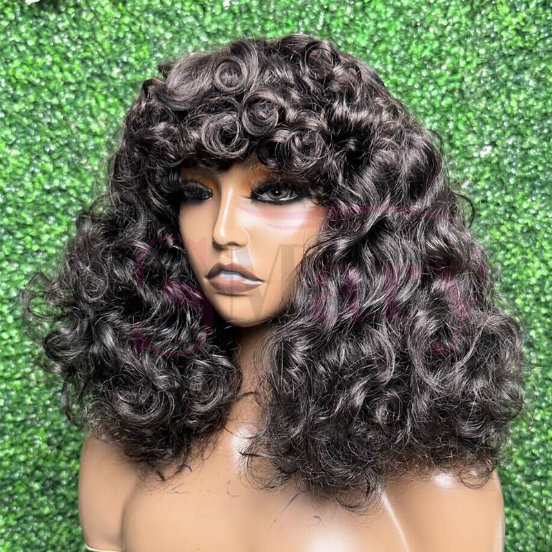 Wholesale SDD Super Double Drawn Machine Make Glueless Wigs Bouncy Curly Human Hair Wigs Raw Indian Hair Vendors for Black Women
