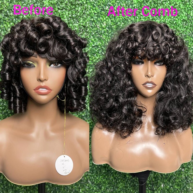 Wholesale SDD Super Double Drawn Machine Make Glueless Wigs Bouncy Curly Human Hair Wigs Raw Indian Hair Vendors for Black Women