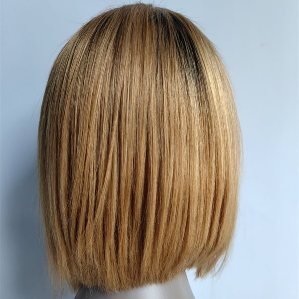 Indian remy human hair 1b/27 short bob 13*4 front lace wig