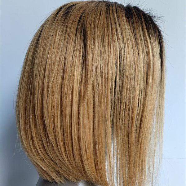 Indian remy human hair 1b/27 short bob 13*4 front lace wig