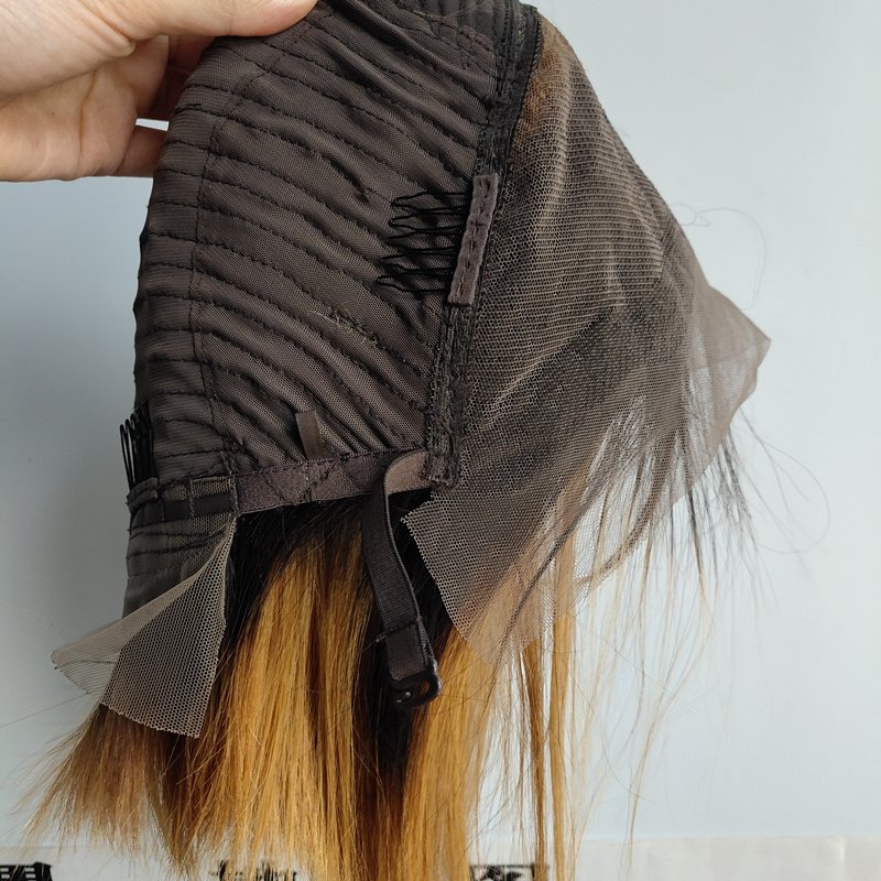 Indian remy human hair 1b/27 short bob 13*4 front lace wig