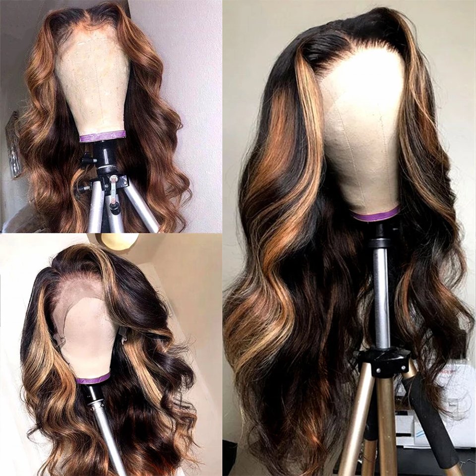 Wholesale180% Density 13x4 Highlight Blonde Remy HD Lace Front Wigs with Baby Hair Raw Brazilian Virgin Hair Human Hair Wig