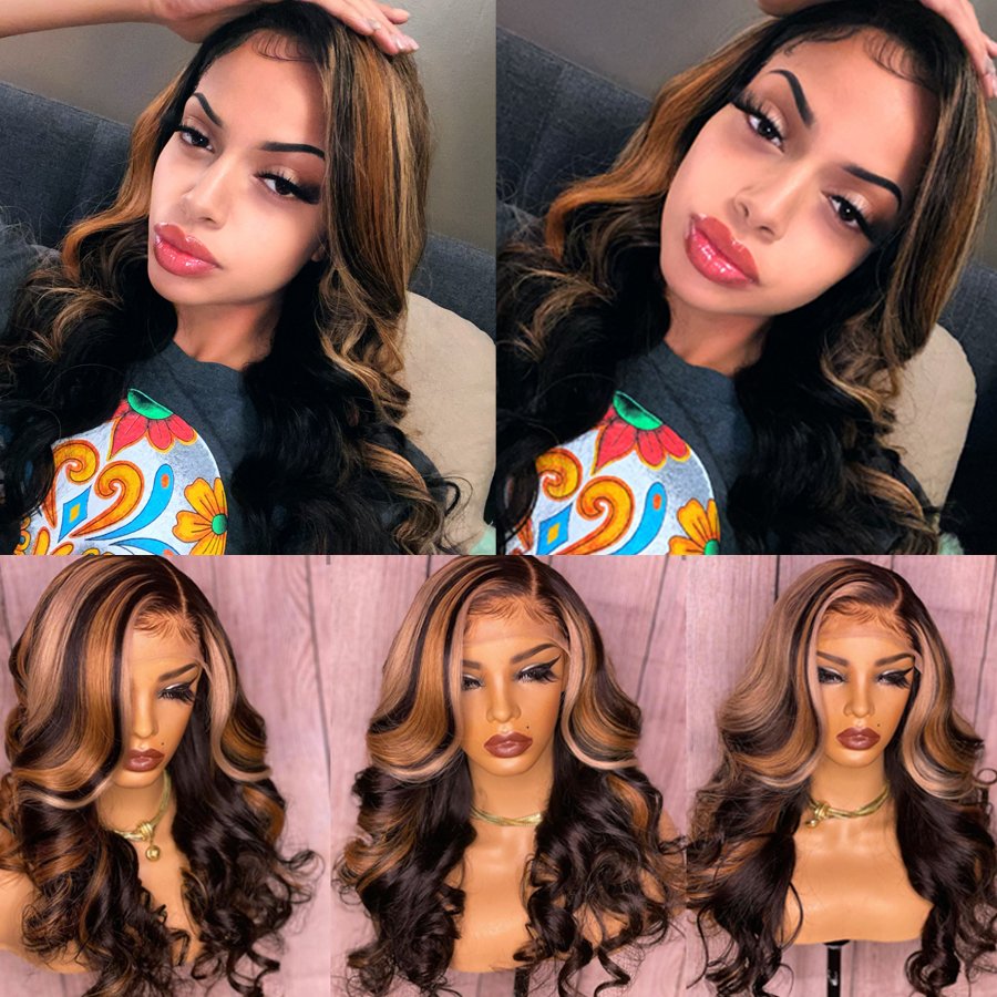 Wholesale180% Density 13x4 Highlight Blonde Remy HD Lace Front Wigs with Baby Hair Raw Brazilian Virgin Hair Human Hair Wig