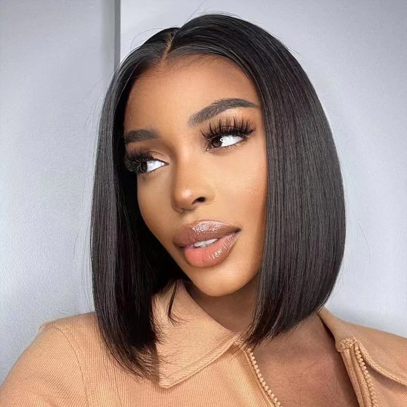 Double Drawn Vietnamese Human Hair Wigs 250 Density HD Lace Frontal Human Wig SDD Bone Straight Short Bob Wigs For Black Women
