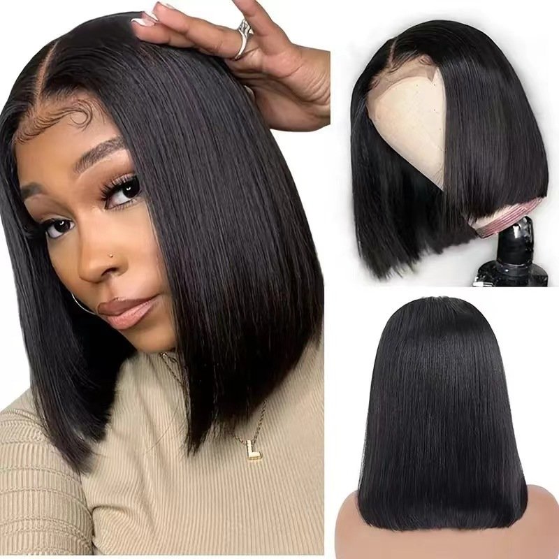 Double Drawn Vietnamese Human Hair Wigs 250 Density HD Lace Frontal Human Wig SDD Bone Straight Short Bob Wigs For Black Women