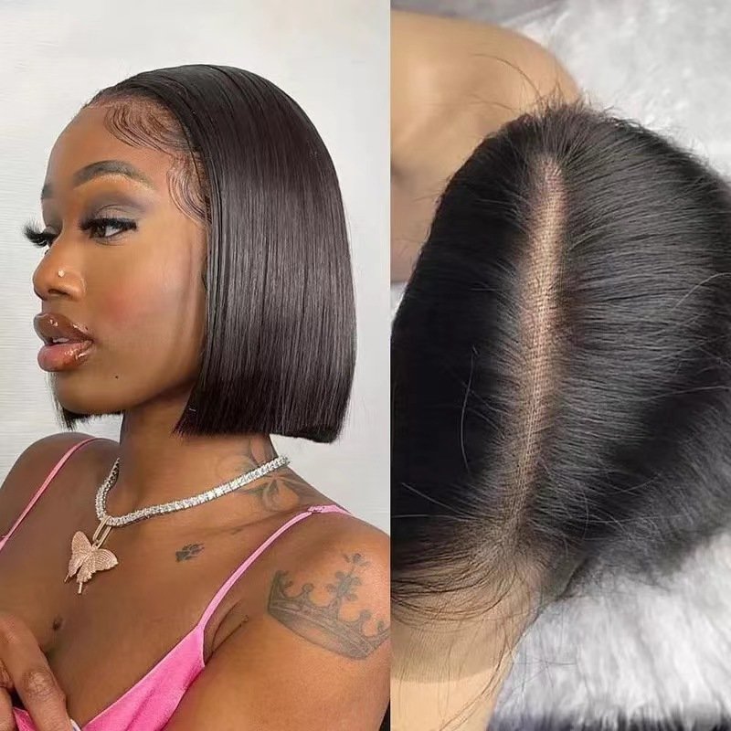 Double Drawn Vietnamese Human Hair Wigs 250 Density HD Lace Frontal Human Wig SDD Bone Straight Short Bob Wigs For Black Women