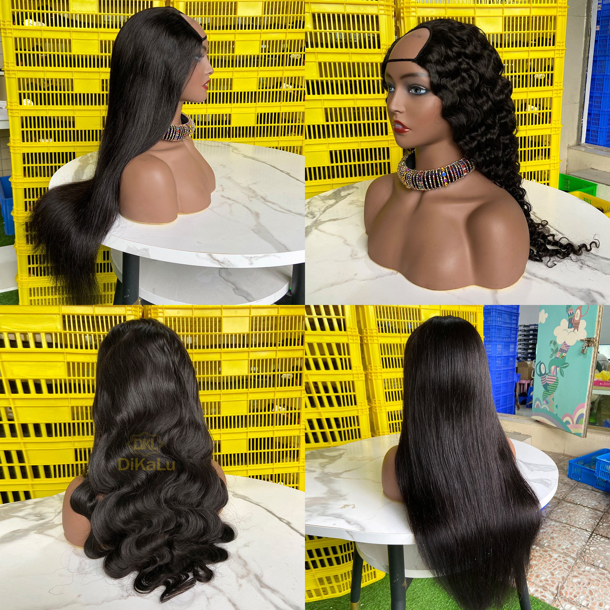 DKL High Quality U Part Clip in Wig Virgin Human Hair Wigs For Women,180% Density Virgin Curly Brazilian Human Hair U Part Wigs
