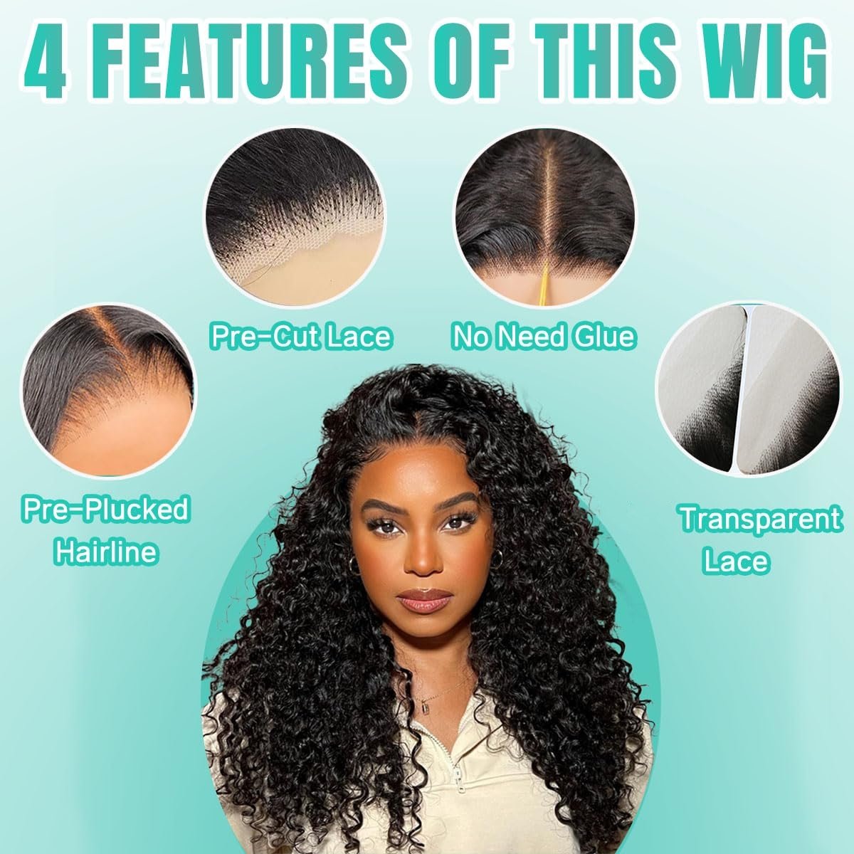 Beginner Friendly Kinky Curly Glueless Wig Cuticle Aligned Raw Indian 100% Human Hair Pre Plucked No Glue Wear And Go Wigs
