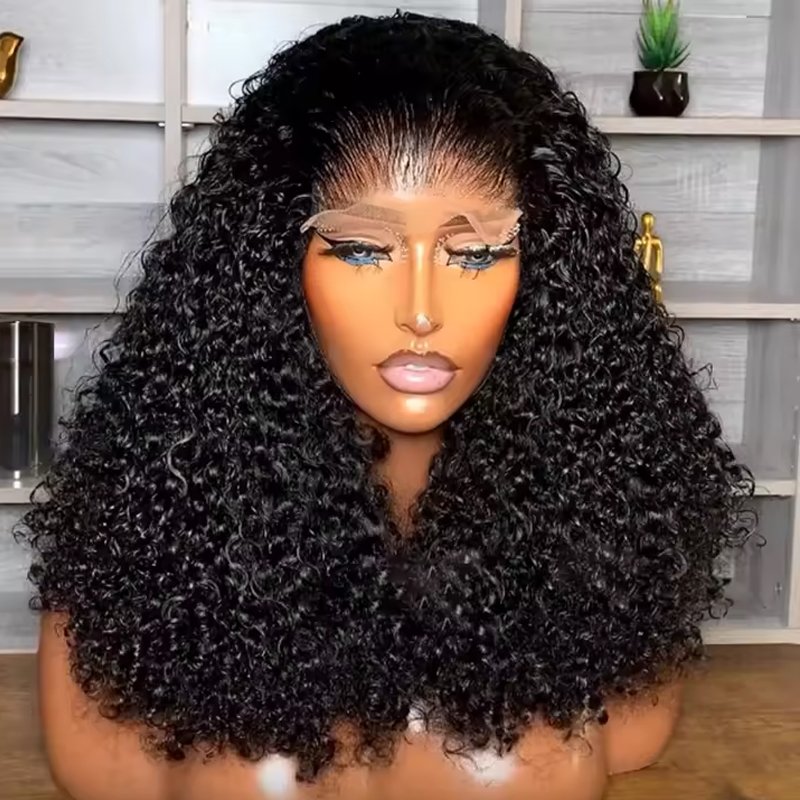 300% Density 100% Cuticle Aligned Raw Human Hair 6x6 Lace Closure Wigs 15A Grade Super Double Drawn Pixie Curly Human Hair Wigs