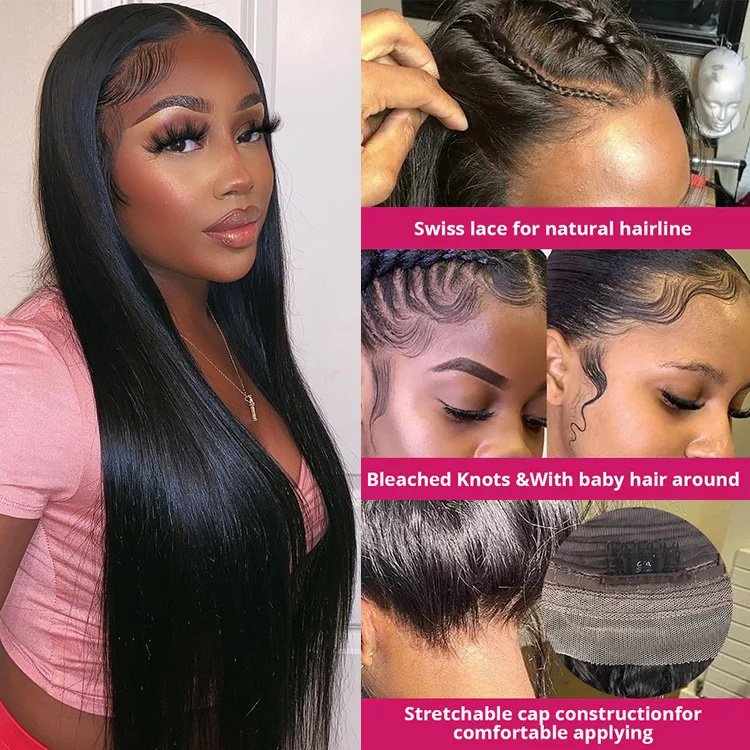13x4 HD Raw Virgin Cuticle Aligned Hair 360 Lace Frontal Wig Vendor Straight Lace Front Wig 13x6 Peruvian Human Hair Wigs