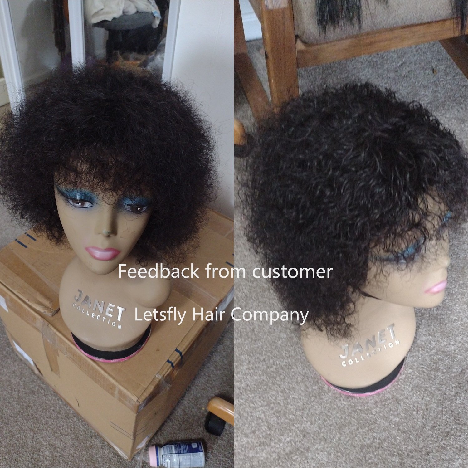 Letsfly Wholesale Cheap Price Colored Afro Wig Deep Curly Human Hair Remy Hairwig Full Machine Made Non Lace Wigs Fast Shipping