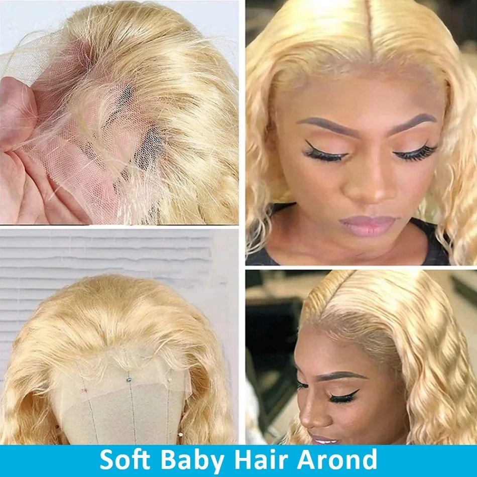180% 200% Density Raw Virgin Indian Hair 13X6 Lace Front Wigs Human Hair 613 Blonde Deep Wave HD Transparent Lace Frontal Wigs