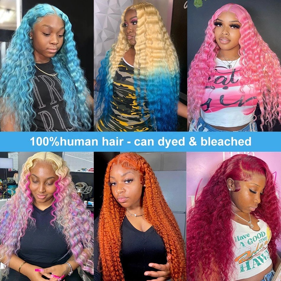 180% 200% Density Raw Virgin Indian Hair 13X6 Lace Front Wigs Human Hair 613 Blonde Deep Wave HD Transparent Lace Frontal Wigs