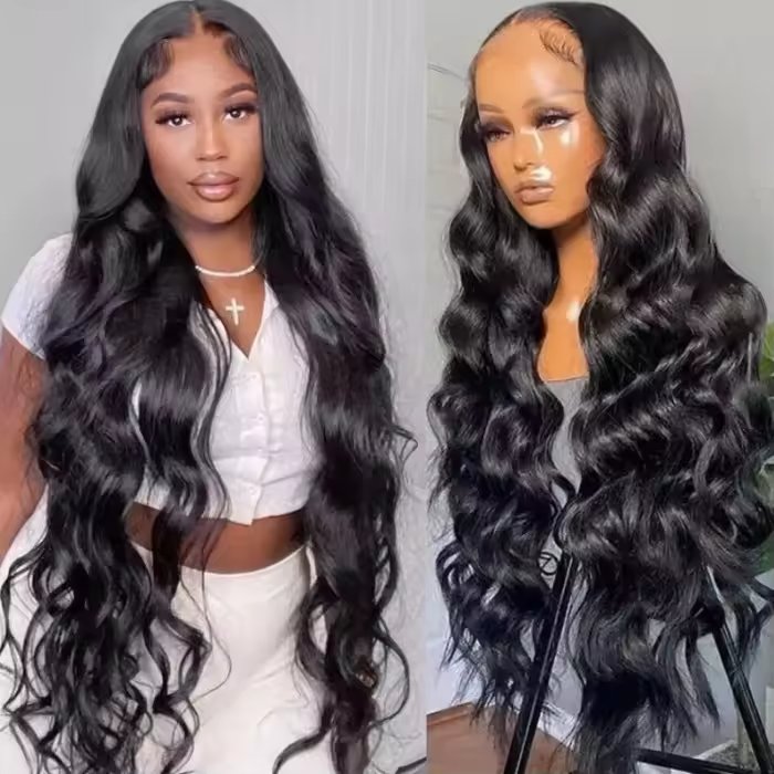 30 40Inch Natural Glueless full HD Swiss Transparent Human Hair Wigs, Brazilian 100% Human Hair Vendors Body Wave Lace front Wig