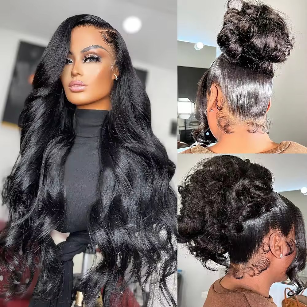 30 40Inch Natural Glueless full HD Swiss Transparent Human Hair Wigs, Brazilian 100% Human Hair Vendors Body Wave Lace front Wig