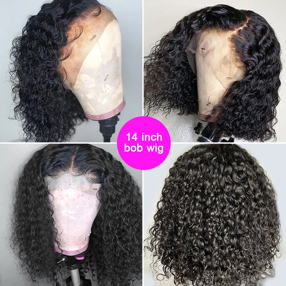 13x4 Transparent Frontal Bob Human Hair Wigs Short Deep Curly 4x4 Lace Closure Wigs With Baby Hair